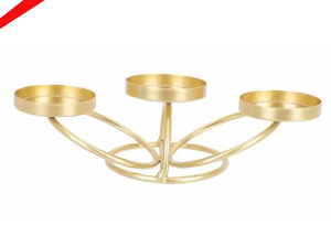 Beau bougeoir en aluminium en forme de feuille en métal avec décor vivant d'occasion festive plaqué en laiton - Product Image 5