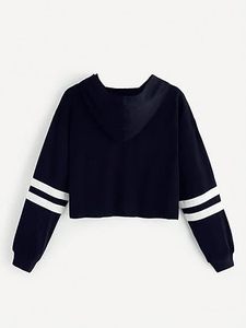 Women's Long Sleeve Crop Top <b>Hoodies</b> Pullover Sweatshirt Letter Print Color Block Zipper Closure <b>for</b> <b>Summer</b> Spring Rayon Front - Product Image 2
