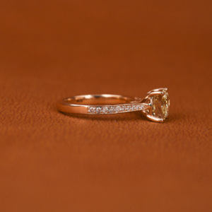 Luxurious Yellow <b>Cushion</b> Cut Lab Created Diamond 14KT Gold Plated Pave Setting Round Cut Side Diamond Engagement Ring Girls Gift - Product Image 5