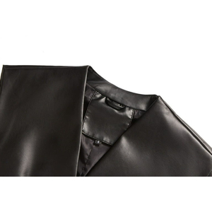 Gilet en cuir imperméable respirant fabriqué en usine pour hommes adultes décontracté bouton décoration coupe-vent courte longueur-pour l'hiver été - Product Image 4