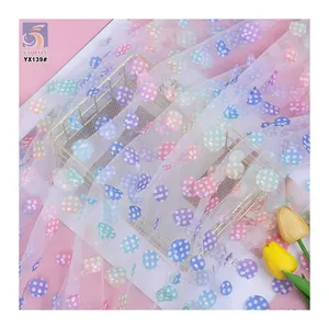 YX139 New Polyester Embroidery Tulle Fabric Halloween Colorful Candy Polka Dot 3D Embroidered Fabric for Stage Dress