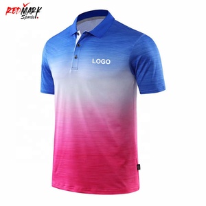 เสื้อโปโลผ้าฝ้าย100% ของผู้ชายผ้าถักกันยับออกแบบมาใหม่พิมพ์ซับลิเมชันแบบกำหนดเอง - Product Image 4
