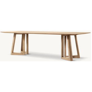 Mesa de comedor de madera maciza de teca geométrica moderna con base de madera para oficina en casa, apartamento, hotel y Villa - Product Image 2