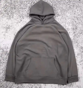 Custom Heavyweight <b>Fleece</b> Hoodie <b>Mens</b> Plain Dark <b>Grey</b> Oversized Pullover Hooded Sweatshirt Blank No String Pocket Hoodie - Product Image 1