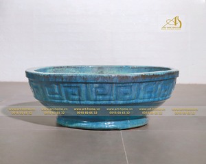Maceta de cerámica galvanizada azul-verde, diseño moderno, respetuosa con el medio ambiente, duradera para el hogar, plantación, decoración de jardín, mejora - Product Image 2