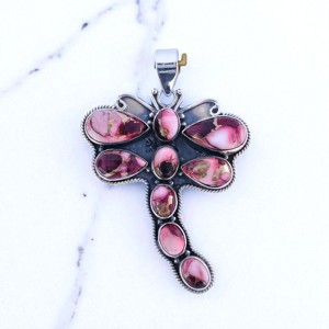 Excelente calidad hecho a mano Rosa ostra turquesa piedra preciosa Plata de Ley 925 colgantes finos accesorios joyería colgante fino - Product Image 2