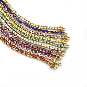 Pulsera DE TENIS chapada en oro de cuarzo amatista, pulsera de piedras preciosas de forma redonda con circonita cúbica, pulsera minimalista moderna para mujer - Product Image 5