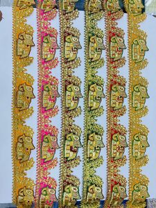 Encajes de trabajo de hilo bordado hechos a medida, opciones multicolor con pequeñas perlas bordadas en ancho de pulgadas - Product Image 4