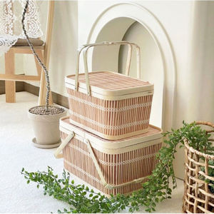 Handmade Woven Bread <b>Basket</b>,Creative Fruit Rattan Picnic <b>Basket</b>,Vegetable Rectangular Bamboo <b>Basket</b> - Product Image 2