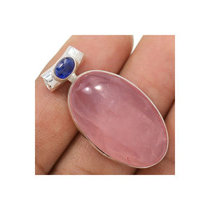 จี้ kyanite และควอตซ์สีเงินสเตอร์ลิง925สวยงามเครื่องประดับรูปวงรีอัญมณีอินเดียส่งตรงจากโรงงาน - Product Image 3