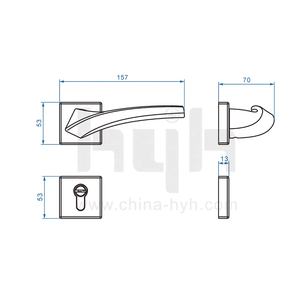 Poignée de <span class=keywords><strong>porte</strong></span> moderne carrée en or rose <span class=keywords><strong>pour</strong></span> usage extérieur et hôtelier, brevetée, garantie 5 ans, axe de 7/8 mm, <span class=keywords><strong>pour</strong></span> portes de 30-70 mm, Guangdong - Product Image 5
