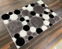 Flauschiger Gewebter Jacquard-Teppich mit Puzzlemuster, Moderner Türkischer Hochflor-Teppich aus Polypropylen, Mittlere Dicke, Rechteckig mit Jute-Rückseite, Shaggy