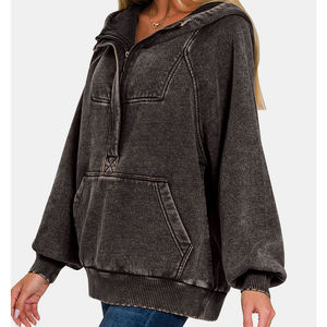 Sudadera con capucha de lavado ácido personalizada para mujer, sudadera de gran tamaño Vintage con logotipo, sudaderas con capucha de lavado ácido para mujer al por mayor, 100% algodón transpirable - Product Image 5