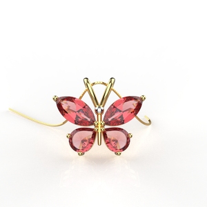 Avarta Colgante de mariposa roja de plata esterlina a la moda con diamantes americanos polacos dorados 1,10G para niños niñas mujeres - Product Image 3