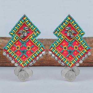 ต่างหูลูกปัดสีฟ้ามนตราต่างหูลูกปัดหลากสีตามสั่งสำหรับผู้หญิงเครื่องประดับสำหรับงานปาร์ตี้ในราคาที่ดีที่สุด - Product Image 5