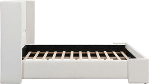 TRIHO-HB-074 Luxury King <b>Bed</b> <b>Frame</b> with 41.1" Tall Wingback Headboard, Elegant White Upholstered <b>Bed</b>, Solid Wood Slats, Modern - Product Image 4