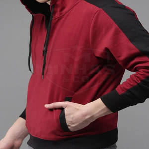 Dernière conception de sweat à capuche à demi-fermeture éclair pour hommes fabriqué au Pakistan vente en gros de style de rue sweat à capuche à demi-fermeture éclair personnalisé - Product Image 4