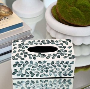 Boîte à mouchoirs en nacre écologique en gros, forme rectangulaire, incrustation de coquille verte, décorative pour la salle de bain, la maison, l'hôtel - Product Image 2