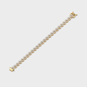 18K Gold Plated Tennis <b>Bracelet</b> With Round Crystal Rhinestones Bezel Set Classic Unisex Jewelry - Product Image 3