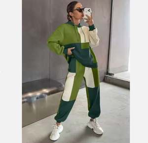 Logo personnalisé Femme Solide Surdimensionné Panneau OEM Sweat à Capuche et Pantalon 2 Pièces Jogging Sweat-shirt à Capuche Court Ensemble - Product Image 4