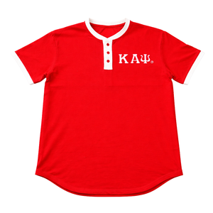 Kappa Alpha Psi <b>Red</b> Premium Henley <b>Shirt</b> True To Size Soft Cotton Blend Button Placket Embroidered Greek Letter Crest - Product Image 4