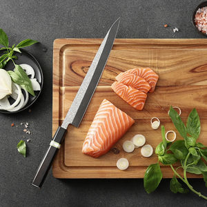 Couteau de chef japonais en acier carbone Damas à 67 couches pour sashimi et saumon, avec manche en ébène - Product Image 2