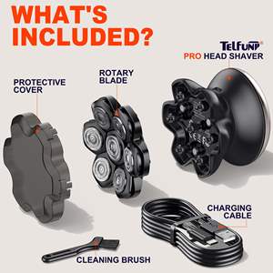 Afeitadora Eléctrica Recargable, Kit de Afeitado, Impermeable, Pantalla LED, Maquinilla de Afeitar Rotatoria IPX7 para el Hogar y Viajes, Repuesto - Product Image 4