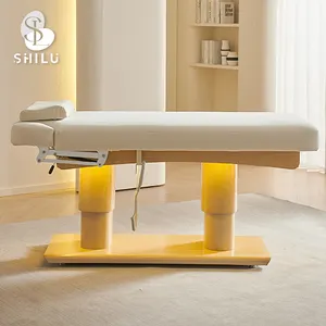 Lusso rosa pelle oro acciaio inox base 4 motori ciglia letto e sedia elettrico massaggio lettino per salone