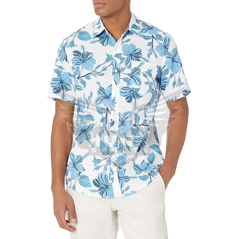 Wholesale Summer Custom Beach Loose Print Hawaiian Shirt Beach Men's Shirt Quick Dry Short Sleeve Floral Shirt