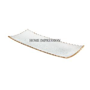 Qualité exclusive en métal fait de couleur blanche enduite de poudre et bords plaqués or Centre de table et décoration Plateaux de service Fournitures - Product Image 1