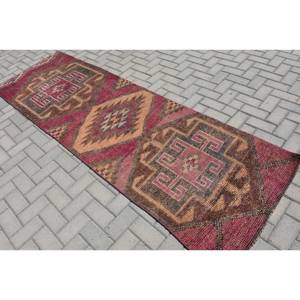 Tapis en laine turque vintage classique 3X9.4ft marron et beige style patchwork support en latex à tissage plat pour la décoration du salon utilisation en voiture - Product Image 4