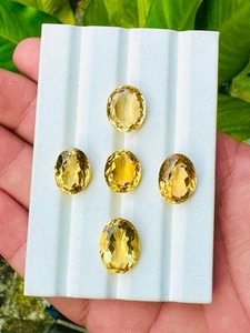 Pierres précieuses naturelles de citrine jaune ovale taillées à la main pour la fabrication de bijoux, lot mixte de pierres à facettes en vrac, Mehrajudin Gems, 10-15 carats - Product Image 3