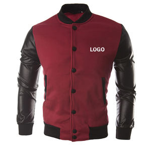 Chaqueta de béisbol de manga larga de cuero de alta calidad para hombre, chaqueta universitaria de cuero Pu, chaquetas universitarias de béisbol Letterman para hombres - Product Image 6