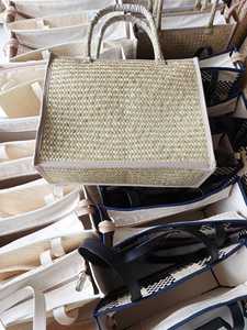 SAC DE PLAGE EN PAILLE NATURELLE FAIT À LA MAIN MODE VINTAGE FERMETURE ÉCLAIR À DEUX POIGNÉES NATIONAL ÉCOLOGIQUE - Product Image 3