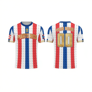 Maglia da Calcio Personalizzata 3D di Porto Rico, Maglietta per Tifosi Boricua - Product Image 2