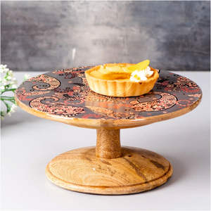 Nueva llegada Floral impreso gris textura soporte de pastel de madera estilo Simple - Product Image 1