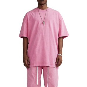 เสื้อยืดคอกลมโอเวอร์ไซส์สำหรับผู้ชาย ผ้าถักน้ำหนัก 230 กรัม 100% ผ้าฝ้าย พิมพ์ลายไม้ไผ่แบบเรียบ สามารถปรับแต่งได้ ล้างสีแบบแอซิดวอช - Product Image 1