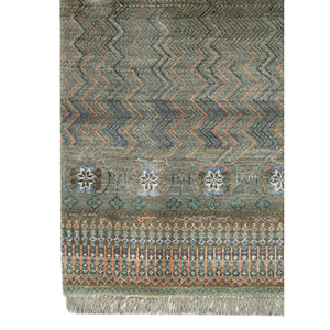 Tapis Manchaha vert noué à la main en laine et soie de bambou, motif géométrique, pour salon, puzzle rectangulaire pour adolescents - Les-2696 - Product Image 4