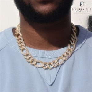 Hip Hop Vvs Moissanite Người Đàn Ông Của Iced out Spiked <span class=keywords><strong>Figaro</strong></span> Infinity Liên Kết Cuba Chuỗi Với 925 Sterling Bạc Vượt Qua Kim Cương Tester - Product Image 3