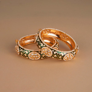 Kundan Bracelets Meenakari ouvrables plaqués or Grossistes de mode indiens classiques en Inde - Product Image 1