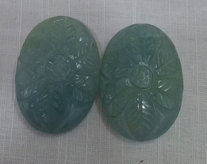 อัญมณีรูปวงรีอัญมณีแกะสลักพลอยอะความารีนแบบหลวมเครื่องประดับทำมือคู่ - Product Image 3