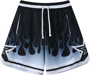 Shorts de basket-ball pour hommes, shorts de sport décontractés, shorts de course à pied en mesh avec imprimé graphique - Product Image 1