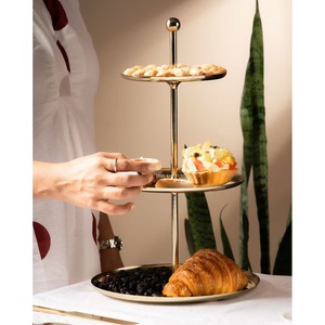 Soporte de pastel de Metal redondo dorado de alta calidad, 3 niveles para boda, fiesta de cumpleaños, pastel de mesa, soporte de exhibición para servir galletas - Product Image 2