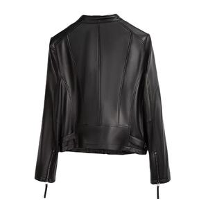 Veste en cuir pour femme, veste en cuir à manches longues unie pour femme, logo de conception OEM, vente en gros de vestes en cuir pour femmes 2026 - Product Image 1
