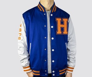 Custom Wholesale Plus Size Varsity Jacket Men Stand Collar Front Logo Position Waterproof <b>Genuine</b> Leather Shell Reversible - Product Image 3