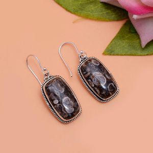 ออกแบบใหม่ 925 เงินสเตอร์ลิงธรรมชาติ Turritella อาเกตอัญมณี Handmade ต่างหูเครื่องประดับ 925 เงินเครื่องประดับ - Product Image 3
