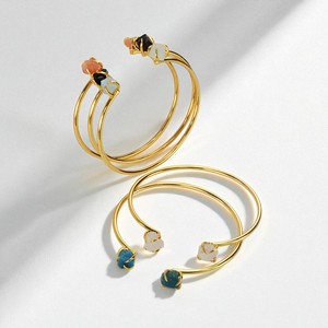 Bracelet manchette en pierre précieuse d'apatite brute en argent massif ensemble de broches faites à la main bijoux de bracelet de pierre de naissance - Product Image 4