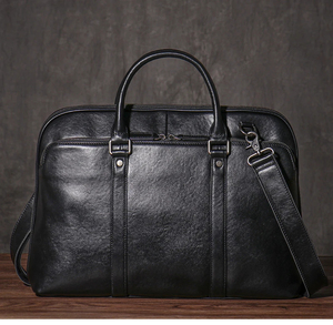 Classic Leather Laptop Messenger Korean Protective Portable Shoulder Travel Bag Durable Zipper Closure - Product Image 1