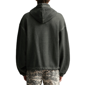 Sudadera con capucha de algodón pesado 100% de gran tamaño de lujo para hombre, hecha a medida, teñida Lisa para invierno, venta al por mayor, sudaderas con capucha para hombre, servicio OEM - Product Image 4