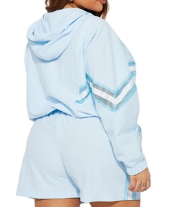Ensemble de sport 2 pièces respirant pour femme, coupe droite, en polaire Spandex/Polyester, coupe-vent, anti-boulochage, pour l'extérieur - Product Image 2